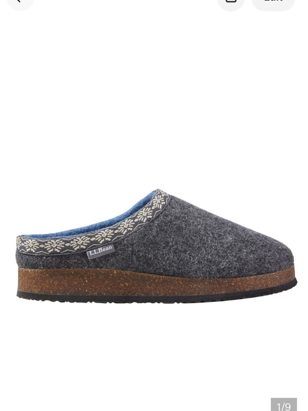 Women's L.L.Bean Wool Slipper Clog Shale Gray 7